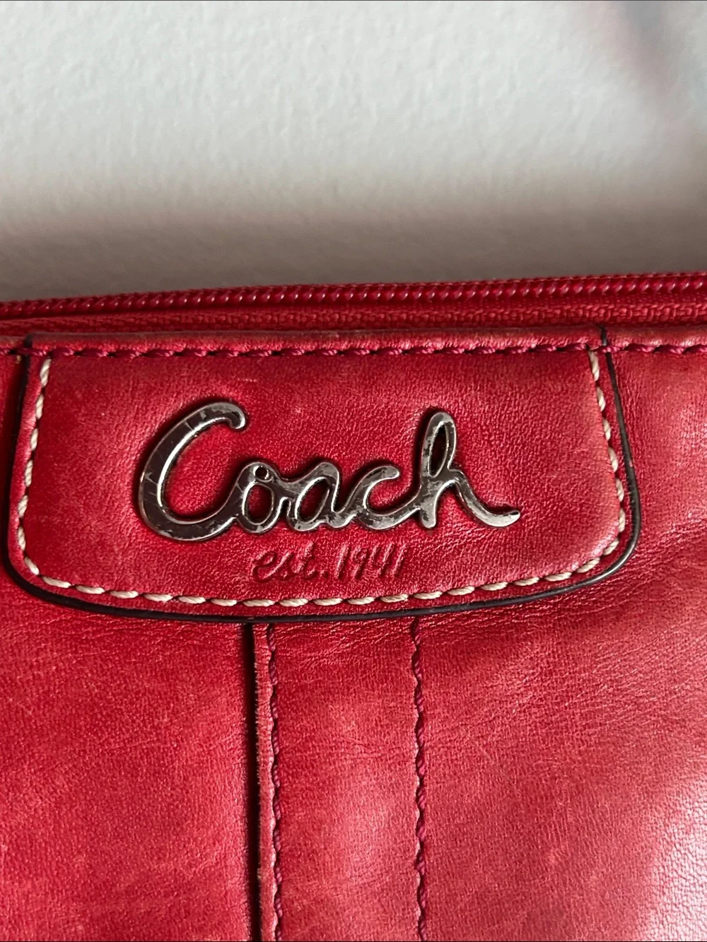 Coach Ashley Vintage Red Leather Wristlet